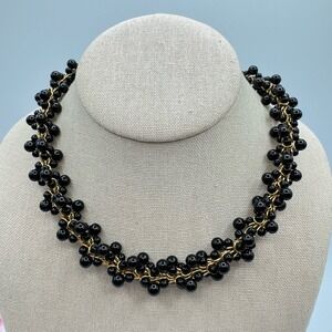 Vintage Black and Gold Beaded Necklace